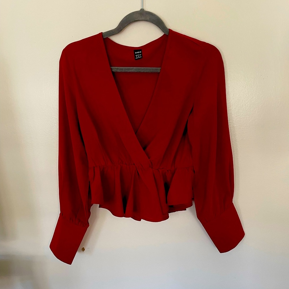 Red Wrap Blouse